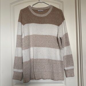 Striped Beige and White Sweater